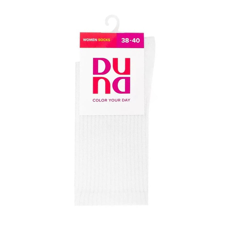 Шкарпетки жіночі Duna 3341 високі, білі, розмір 21-23
